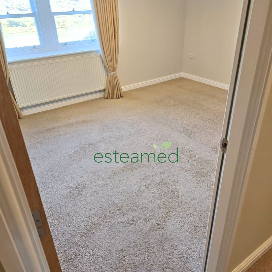 Professionally cleaned bedroom carpet after end of tenancy deep clean in West Yorkshire