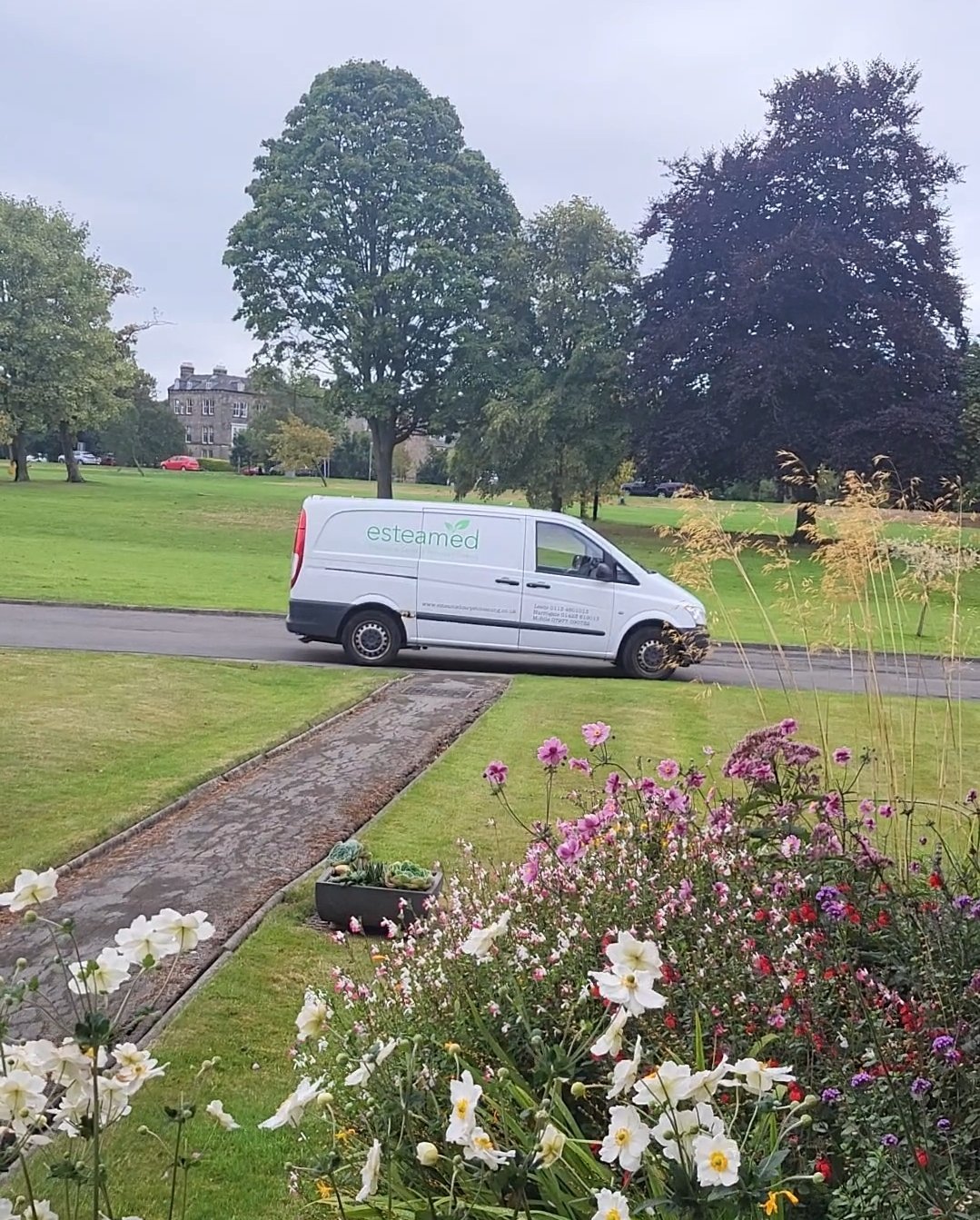 Esteamed van on Valley Drive, The Stray, Harrogate — professional carpet cleaning with beautiful parkland views