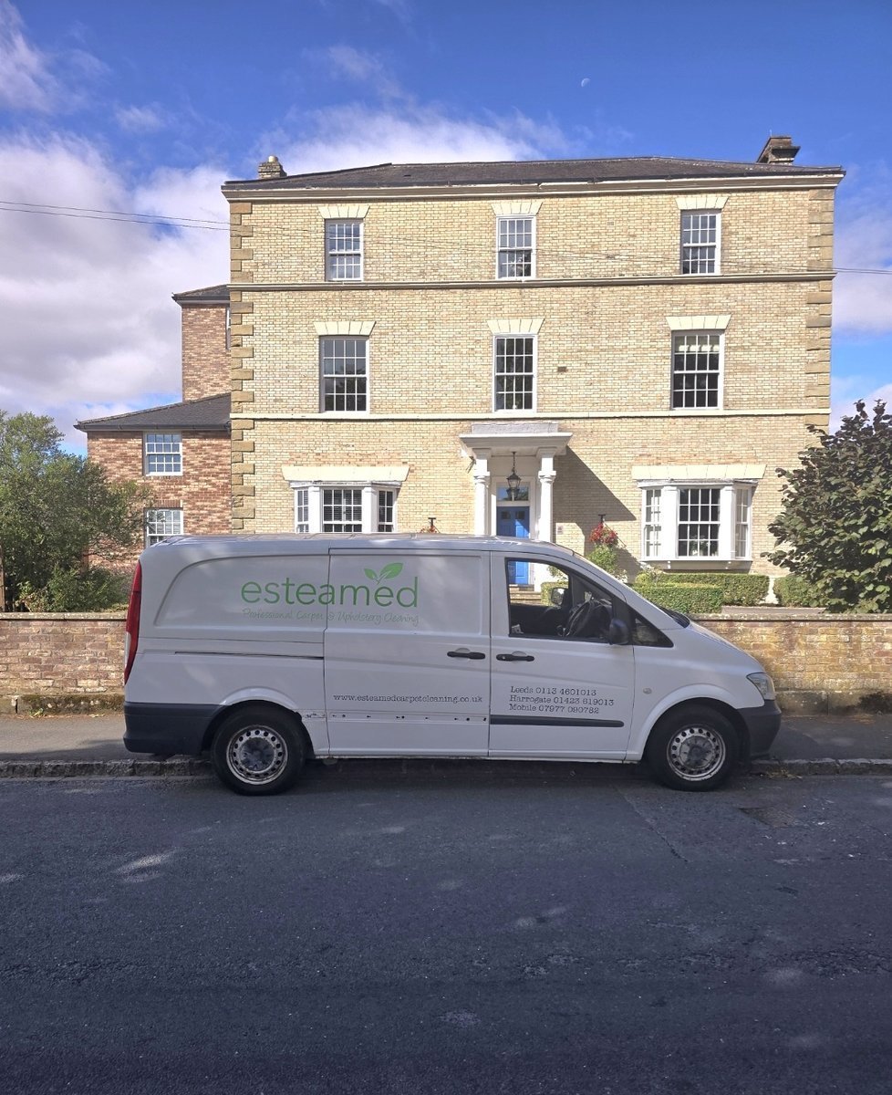 Esteamed professional carpet cleaning van at a job in York, North Yorkshire