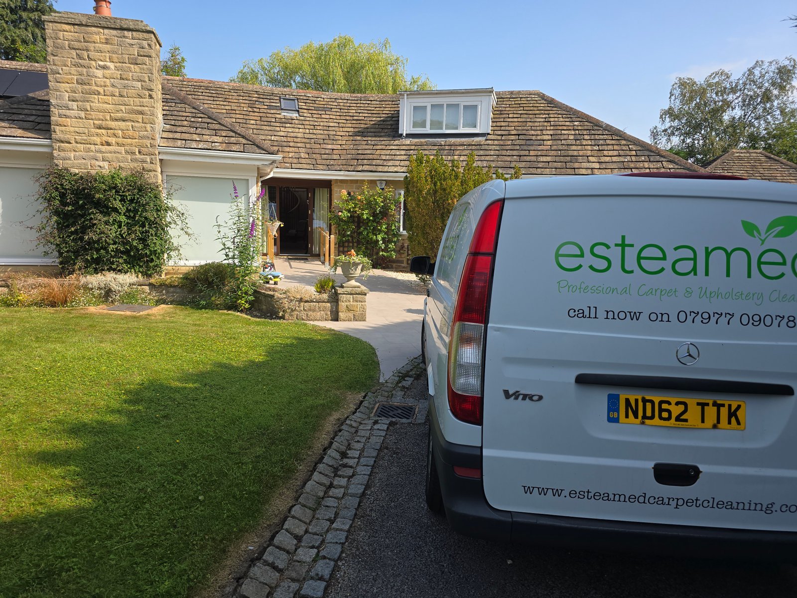 Esteamed van at a carpet cleaning job in Pool-in-Wharfedale