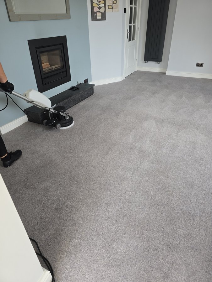 Professional carpet cleaning equipment at work in a York home